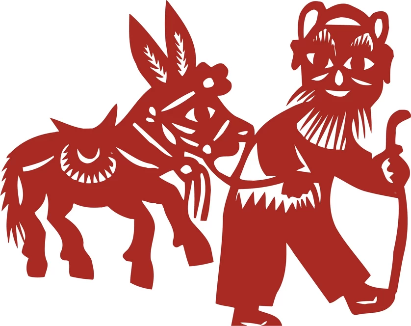 中国风中式传统喜庆民俗人物动物窗花剪纸插画边框AI矢量PNG素材【2282】